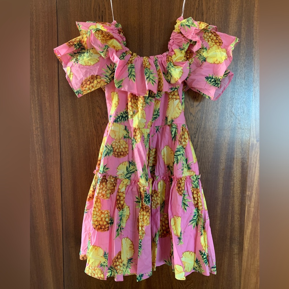 Ina Pink and Yellow Ruffled Pineapple Dress